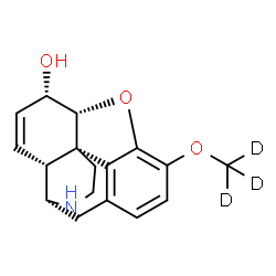 ChemSpider 2D Image | (5alpha,6alpha)-3-[(~2~H_3_)Methyloxy]-7,8-didehydro-4,5-epoxymorphinan-6-ol | C17H16D3NO3