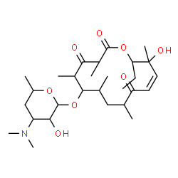 ChemSpider 2D Image | (11Z)-14-Ethyl-13-hydroxy-3,5,7,9,13-pentamethyl-2,4,10-trioxooxacyclotetradec-11-en-6-yl 3,4,6-trideoxy-3-(dimethylamino)hexopyranoside | C28H47NO8