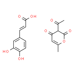 ChemSpider 2D Image | (2E)-3-(3,4-Dihydroxyphenyl)acrylic acid - 3-acetyl-6-methyl-2H-pyran-2,4(3H)-dione (1:1) | C17H16O8