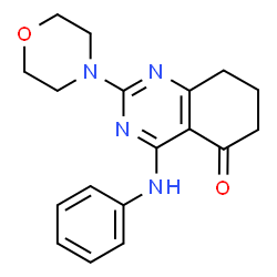 ChemSpider 2D Image | 4-Anilino-2-(4-morpholinyl)-7,8-dihydro-5(6H)-quinazolinone | C18H20N4O2