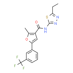 ChemSpider 2D Image | N-(5-Ethyl-1,3,4-thiadiazol-2-yl)-2-methyl-5-[3-(trifluoromethyl)phenyl]-3-furamide | C17H14F3N3O2S