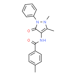 ChemSpider 2D Image | N-(1,5-Dimethyl-3-oxo-2-phenyl-2,3-dihydro-1H-pyrazol-4-yl)-4-methylbenzamide | C19H19N3O2