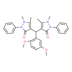 ChemSpider 2D Image | 4,4'-[(2,5-Dimethoxyphenyl)methylene]bis(1,5-dimethyl-2-phenyl-1,2-dihydro-3H-pyrazol-3-one) | C31H32N4O4