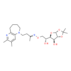 ChemSpider 2D Image | 6-O-{[4-(2,3-Dimethyl-6,7,8,9-tetrahydro-5H-pyrido[3,2-b]azepin-5-yl)-2-butanylidene]amino}-1,2-O-isopropylidene-alpha-D-glucofuranose | C24H37N3O6