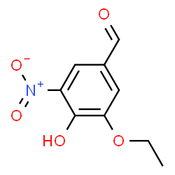 ChemSpider 2D Image | 3-Ethoxy-4-hydroxy-5-nitrobenzaldehyde | C9H9NO5