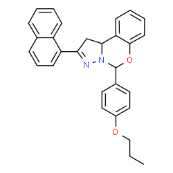ChemSpider 2D Image | 2-(1-Naphthyl)-5-(4-propoxyphenyl)-1,10b-dihydropyrazolo[1,5-c][1,3]benzoxazine | C29H26N2O2
