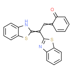 ChemSpider 2D Image | 6-[2-(1,3-Benzothiazol-2-yl)-2-(1,3-benzothiazol-2(3H)-ylidene)ethylidene]-2,4-cyclohexadien-1-one | C22H14N2OS2