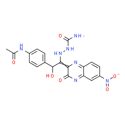 ChemSpider 2D Image | 2-[2-(4-Acetamidophenyl)-2-hydroxy-1-(6-nitro-3-oxo-2(3H)-quinoxalinylidene)ethyl]hydrazinecarboxamide | C19H17N7O6