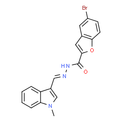 ChemSpider 2D Image | 5-Bromo-N'-[(E)-(1-methyl-1H-indol-3-yl)methylene]-1-benzofuran-2-carbohydrazide | C19H14BrN3O2