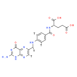 ChemSpider 2D Image | N-{[4-({[2-Amino-4-oxo(7-~3~H)-1,4-dihydro-6-pteridinyl](~3~H_1_)methyl}amino)(3,5-~3~H_2_)phenyl]carbonyl}-L-glutamic acid | C19H15T4N7O6