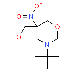 ChemSpider 2D Image | [3-(2-Methyl-2-propanyl)-5-nitro-1,3-oxazinan-5-yl]methanol | C9H18N2O4