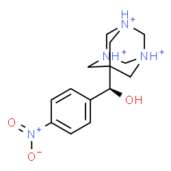 ChemSpider 2D Image | 7-[(S)-Hydroxy(4-nitrophenyl)methyl]-1,3,5-triazoniatricyclo[3.3.1.1~3,7~]decane | C14H21N4O3