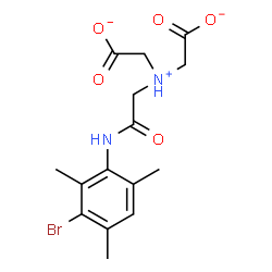 ChemSpider 2D Image | 2,2'-({2-[(3-Bromo-2,4,6-trimethylphenyl)amino]-2-oxoethyl}ammonio)diacetate | C15H18BrN2O5