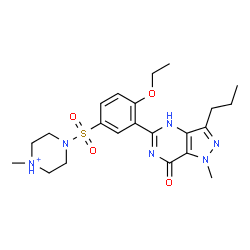 ChemSpider 2D Image | 4-{[4-Ethoxy-3-(1-methyl-7-oxo-3-propyl-4,7-dihydro-1H-pyrazolo[4,3-d]pyrimidin-5-yl)phenyl]sulfonyl}-1-methylpiperazin-1-ium | C22H31N6O4S