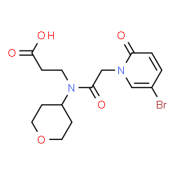 ChemSpider 2D Image | N-[(5-Bromo-2-oxo-1(2H)-pyridinyl)acetyl]-N-(tetrahydro-2H-pyran-4-yl)-beta-alanine | C15H19BrN2O5