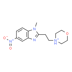 ChemSpider 2D Image | 4-[2-(1-Methyl-5-nitro-1H-benzimidazol-2-yl)ethyl]morpholin-4-ium | C14H19N4O3