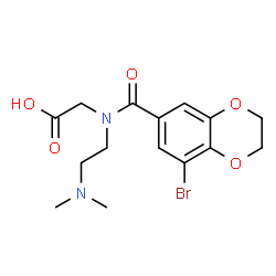 ChemSpider 2D Image | N-[(8-Bromo-2,3-dihydro-1,4-benzodioxin-6-yl)carbonyl]-N-[2-(dimethylamino)ethyl]glycine | C15H19BrN2O5