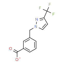ChemSpider 2D Image | 3-{[3-(Trifluoromethyl)-1H-pyrazol-1-yl]methyl}benzoate | C12H8F3N2O2