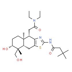 ChemSpider 2D Image | N-[(4S,4aR,7R,8R,8aS)-4-[2-(Diethylamino)-2-oxoethyl]-7-hydroxy-8-(hydroxymethyl)-4a,8-dimethyl-4,4a,5,6,7,8,8a,9-octahydronaphtho[2,3-d][1,3]thiazol-2-yl]-3,3-dimethylbutanamide | C26H43N3O4S
