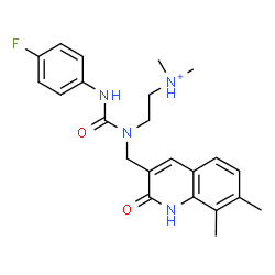 ChemSpider 2D Image | 2-{[(7,8-Dimethyl-2-oxo-1,2-dihydro-3-quinolinyl)methyl][(4-fluorophenyl)carbamoyl]amino}-N,N-dimethylethanaminium | C23H28FN4O2
