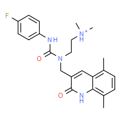 ChemSpider 2D Image | 2-{[(5,8-Dimethyl-2-oxo-1,2-dihydro-3-quinolinyl)methyl][(4-fluorophenyl)carbamoyl]amino}-N,N-dimethylethanaminium | C23H28FN4O2