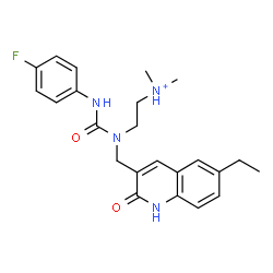 ChemSpider 2D Image | 2-{[(6-Ethyl-2-oxo-1,2-dihydro-3-quinolinyl)methyl][(4-fluorophenyl)carbamoyl]amino}-N,N-dimethylethanaminium | C23H28FN4O2