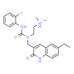ChemSpider 2D Image | 2-{[(6-Ethyl-2-oxo-1,2-dihydro-3-quinolinyl)methyl][(2-fluorophenyl)carbamoyl]amino}-N,N-dimethylethanaminium | C23H28FN4O2