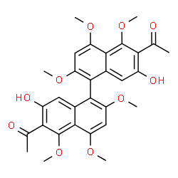 ChemSpider 2D Image | 6,6'-DIACETYL-7,7'-DIHYDROXY-2,2',4,4',5,5'-HEXAMETHOXY-1,1'-BINAPHTHALENE | C30H30O10