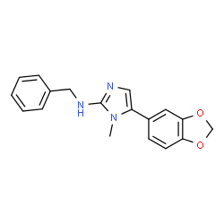 ChemSpider 2D Image | 5-(1,3-Benzodioxol-5-yl)-N-benzyl-1-methyl-1H-imidazol-2-amine | C18H17N3O2