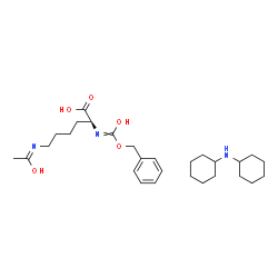 ChemSpider 2D Image | (Z)-N~2~-[(Benzyloxy)(hydroxy)methylene]-N~6~-(1-hydroxyethylidene)lysine - N-cyclohexylcyclohexanamine (1:1) | C28H45N3O5