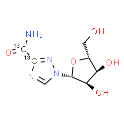 ChemSpider 2D Image | 1-(beta-D-Ribofuranosyl)(3-~13~C)-1H-1,2,4-triazole-3-(~13~C)carboxamide | C613C2H12N4O5