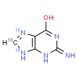 ChemSpider 2D Image | 2-Imino(8-~13~C,7,9-~15~N_2_)-3,9-dihydro-2H-purin-6-ol | C413CH5N315N2O