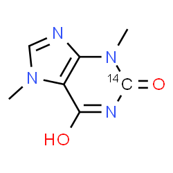 ChemSpider 2D Image | 6-Hydroxy-3,7-dimethyl(2-~14~C)-3,7-dihydro-2H-purin-2-one | C614CH8N4O2
