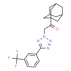 ChemSpider 2D Image | 1-(Adamantan-1-yl)-2-{5-[3-(trifluoromethyl)phenyl]-2H-tetrazol-2-yl}ethanone | C20H21F3N4O