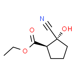 ChemSpider 2D Image | Ethyl (1R,2R)-2-cyano-2-hydroxycyclopentanecarboxylate | C9H13NO3