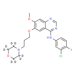 ChemSpider 2D Image | N-(3-Chloro-4-fluorophenyl)-7-methoxy-6-{3-[(~2~H_8_)-4-morpholinyl]propoxy}-4-quinazolinamine | C22H16D8ClFN4O3