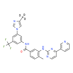 ChemSpider 2D Image | 4-Methyl-N-{3-[4-(~2~H_3_)methyl-1H-imidazol-1-yl]-5-(trifluoromethyl)phenyl}-3-{[4-(3-pyridinyl)-2-pyrimidinyl]amino}benzamide | C28H19D3F3N7O