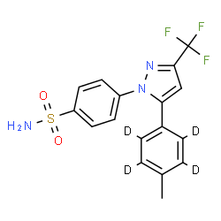 ChemSpider 2D Image | 4-{5-[4-Methyl(~2~H_4_)phenyl]-3-(trifluoromethyl)-1H-pyrazol-1-yl}benzenesulfonamide | C17H10D4F3N3O2S