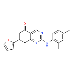 ChemSpider 2D Image | 2-[(2,4-Dimethylphenyl)amino]-7-(2-furyl)-7,8-dihydro-5(6H)-quinazolinone | C20H19N3O2