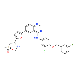 ChemSpider 2D Image | N-{3-Chloro-4-[(3-fluorobenzyl)oxy]phenyl}-6-{5-[1-(methylamino)-2-(methylsulfonyl)ethyl]-2-furyl}-4-quinazolinamine | C29H26ClFN4O4S