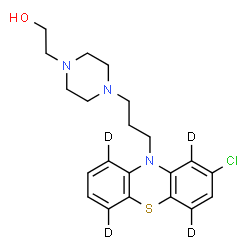 ChemSpider 2D Image | 2-(4-{3-[2-Chloro(1,4,6,9-~2~H_4_)-10H-phenothiazin-10-yl]propyl}-1-piperazinyl)ethanol | C21H22D4ClN3OS