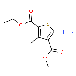 ChemSpider 2D Image | 2-Ethyl 4-methyl 5-amino-3-methyl-2,4-thiophenedicarboxylate | C10H13NO4S
