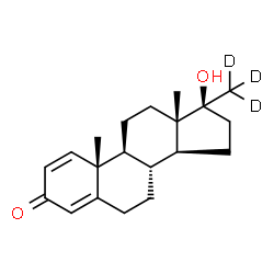 ChemSpider 2D Image | (17beta)-17-Hydroxy-17-(~2~H_3_)methylandrosta-1,4-dien-3-one | C20H25D3O2