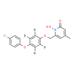 ChemSpider 2D Image | 6-({[4-(4-Chlorophenoxy)(~2~H_4_)phenyl]oxy}methyl)-1-hydroxy-4-methyl-2(1H)-pyridinone | C19H12D4ClNO4