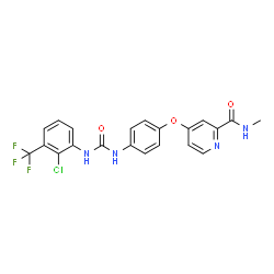 ChemSpider 2D Image | 4-[4-({[2-Chloro-3-(trifluoromethyl)phenyl]carbamoyl}amino)phenoxy]-N-methyl-2-pyridinecarboxamide | C21H16ClF3N4O3