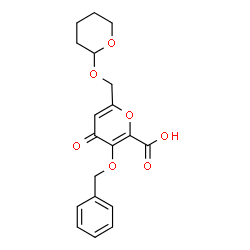 ChemSpider 2D Image | 3-(Benzyloxy)-4-oxo-6-[(tetrahydro-2H-pyran-2-yloxy)methyl]-4H-pyran-2-carboxylic acid | C19H20O7