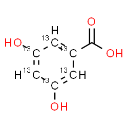 ChemSpider 2D Image | 3,5-Dihydroxy(~13~C_6_)benzoic acid | C13C6H6O4