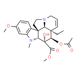 ChemSpider 2D Image | Methyl (2beta,3alpha,4beta,5alpha,12beta,19alpha)-4-acetoxy-3-hydroxy-16-methoxy-1-methyl-6,7-didehydroaspidospermidine-3-carboxylate | C25H32N2O6