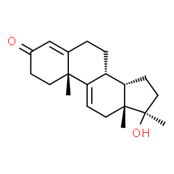 ChemSpider 2D Image | (8alpha,10alpha,13alpha,17alpha)-17-Hydroxy-17-methylandrosta-4,9(11)-dien-3-one | C20H28O2