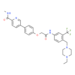 ChemSpider 2D Image | 5-{4-[2-({4-[(4-Ethyl-1-piperazinyl)methyl]-3-(trifluoromethyl)phenyl}amino)-2-oxoethoxy]phenyl}-N-methyl-2-pyridinecarboxamide | C29H32F3N5O3